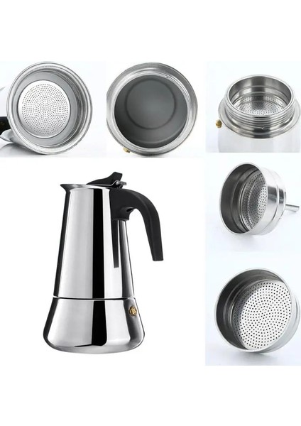 100ML Tarzı Soba Moka Cezve Paslanmaz Çelik Kahve Makinesi Moka Espresso Percolator Ocak Üstü Kahve Makinesi Pot ml (Yurt Dışından) fırsatları