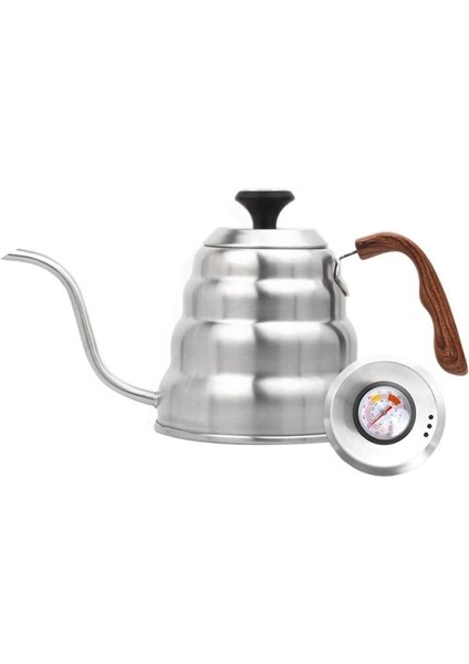 No.6 Tarzı 1.2l Paslanmaz Çelik Üzerine Dökün Kahve Moka Pot Espresso Çay Gooseneck Su Isıtıcısı Termometre ile Kahve Aksesuarları Barista Araçları (Yurt Dışından)