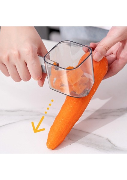 No.2 Tarzı Mutfak Gadget'ı Paslanmaz Çelik Tek Kafa Soyucu Sebze ve Meyve Depolama ile Uzun Saplı Yaratıcı Soyucu (Yurt Dışından)