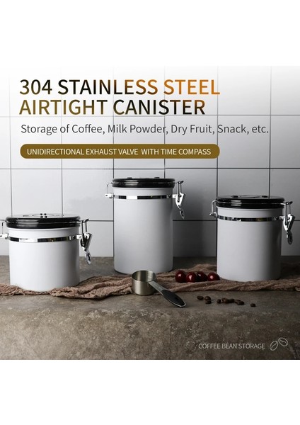 Siyah 1800ML Stili Paslanmaz Çelik Kahve Çekirdeği Mühürlü Tank Egzoz Valfi ile Kahve Depolama Tankı Kurutulmuş Meyve Mühürlü Kutu Siyah 800ML (Yurt Dışından) fırsatları