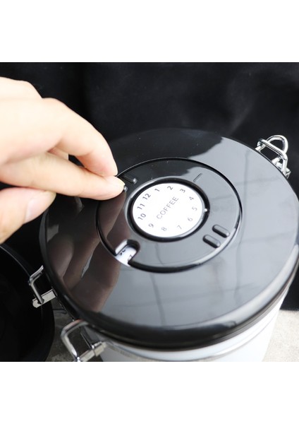 Siyah 1800ML Stili Paslanmaz Çelik Kahve Çekirdeği Mühürlü Tank Egzoz Valfi ile Kahve Depolama Tankı Kurutulmuş Meyve Mühürlü Kutu Siyah 800ML (Yurt Dışından) indirimleri