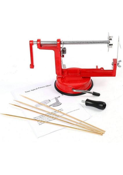 Paslanmaz Çelik Manuel Bükülmüş Patates Dilimleme Spiral Patates Kızartma Sebze Elma Kesici Alet Kırmızı (Yurt Dışından) fırsatları