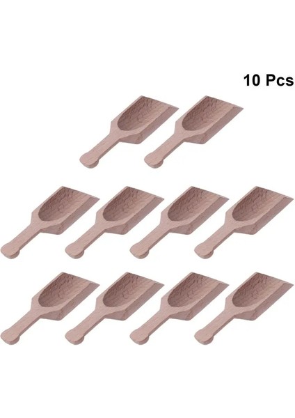 D 10 Adet 2.8X8CM Tarzı Adet Ahşap Saplı Küçük Tuz Kürek Kaşık Çay Kaşığı Toz Süt Tozu Kahve Kaşığı Çeşni Kaşığı (Yurt Dışından)