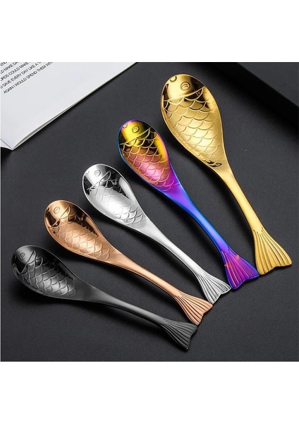 Gümüş Tarzı L Beden 1 Adet Paslanmaz Çelik Balık Şekli Kaşık Tatlı Kahve Kaşığı Karıştırma Çocuk Karikatür Yemek Kaşığı Gül Altın Yaratıcı Sofra Takımı (Yurt Dışından) fiyatları