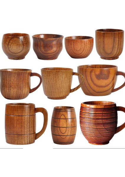 No.4 Stili Ahşap Fincan Ahşap Kahve Çay Bira Suyu Süt Su Kupası Kahve Bira Kupası Ahşap Saplı Retro Ofis Mutfak Drinkware Aksesuarları (Yurt Dışından) fiyatları