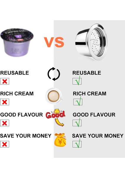 1 Kapsül Stili Aldı Expressi Doldurulabilir Kahve Kapsülü Pod Filtreleri Paslanmaz Çelik Cafeteira Için K-Ücreti Doldurulabilir Verismo Kapsülünü Yükseltme (Yurt Dışından) fiyatları