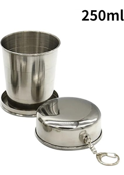250ML Tarzı 1 Parça 75MLMLML Paslanmaz Çelik Katlanır Bardak Taşınabilir Açık Seyahat Kamp Teleskopik Şarap Bardağı Anahtarlık Denizci Fincan (Yurt Dışından)