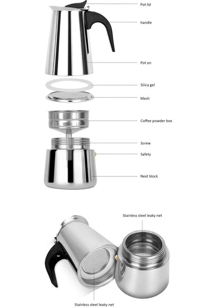 450ML Stili Paslanmaz Çelik Moka Pot Avrupa Cezve Indüksiyon Ocak Açık Alev Evrensel Cezve Mutfak Aracı Aksesuarları (Yurt Dışından) fiyatları