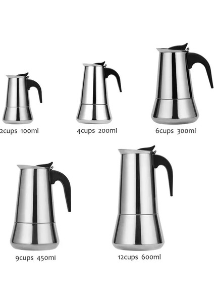 450ML Stili Paslanmaz Çelik Moka Pot Avrupa Cezve Indüksiyon Ocak Açık Alev Evrensel Cezve Mutfak Aracı Aksesuarları (Yurt Dışından) fırsatları