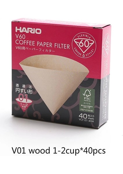 Ahşap 1-2CUP-40PCS Tarzı Hario Japon Kahve Filtre Kağıdı Koni V60 El Yapımı Kahve Damla Kahve Filtre Kağıdı Vcf Kahve Filtresi (Yurt Dışından)