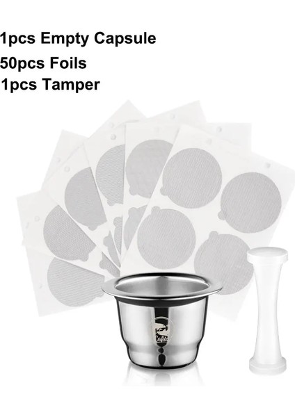 Erik Tarzı Icafilas Nespresso Için Yeniden Kullanılabilir Kahve Kapsülü Folyo Kapaklı Paslanmaz Çelik Filtre Sabotaj Dozajlı Espresso Pod (Yurt Dışından)