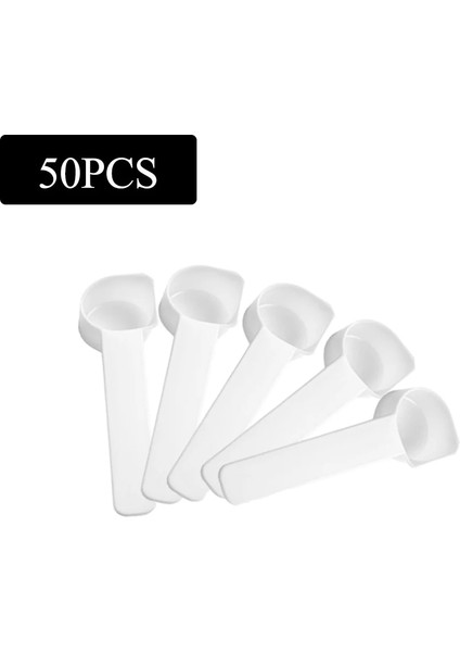 50 Adet Tarzı Lastic Kepçe Kahve Süt Tozu Sıvı Baharat Için Ölçme Kaşığı Doldurulabilir Mini Boy Mutfak Sofra Takımı Çatal (Yurt Dışından)