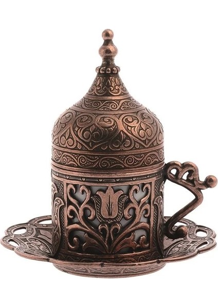 Koyu Bakır Tarzı Türk Kahvesi Fincanları ve Tabakları, Osmanlı Antika Vintage Tarzı Yunan Arap Kupa Porselen. Bakır Ev Dekorasyonu, Erkek Bayan Hediyesi (Yurt Dışından) fiyatları