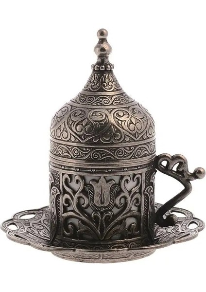 Koyu Bakır Tarzı Türk Kahvesi Fincanları ve Tabakları, Osmanlı Antika Vintage Tarzı Yunan Arap Kupa Porselen. Bakır Ev Dekorasyonu, Erkek Bayan Hediyesi (Yurt Dışından) fırsatları