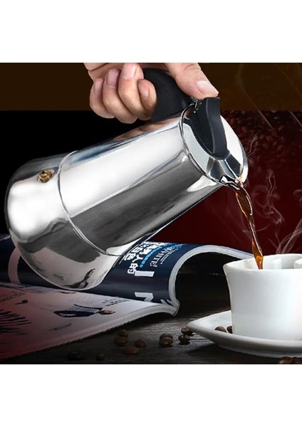 300ML Stili Fincan Cezve Mocha Espresso Latte Percolator Soba Kahve Makinesi Pot Içecek Araçları Cafetiere Latte Set Üstü Ocak Mutfak (Yurt Dışından)