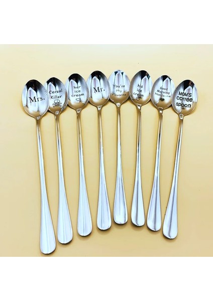 Q Stili Yazı Kahve Kaşığı Uzun Sap Kahve Çay Dondurma Sofra Sevgililer Günü Tatlı Kaşığı Yeni Yıl Hediyesi Ev Kullanımı Çay Kaşığı (Yurt Dışından) fırsatları
