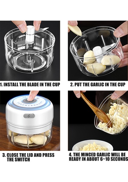 250ML Stili 250 ml USB Elektrikli Sarımsak Ezici Kırıcı Mutfak Robotu Kıyma Makinesi Hızlı Doğrama Sarımsak Zencefil Sebze Meyve Cocina (Yurt Dışından) fırsatları