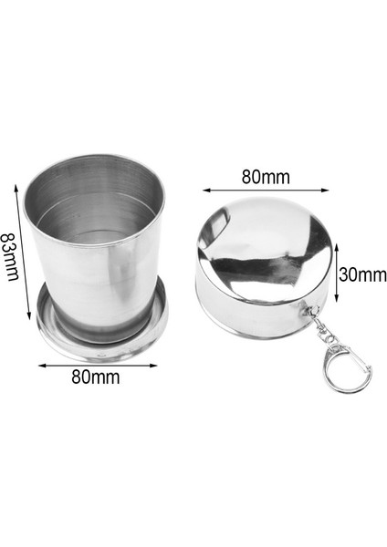 250ML Tarzı Paslanmaz Çelik Katlanır Anahtarlıklı Bardak Kamp Katlanır Bardak Seyahat Açık Katlanabilir Kapaklı Bardak Taşınabilir Drinkware (Yurt Dışından)