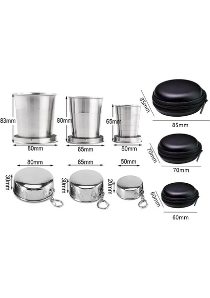 250ML Tarzı Paslanmaz Çelik Katlanır Anahtarlıklı Bardak Kamp Katlanır Bardak Seyahat Açık Katlanabilir Kapaklı Bardak Taşınabilir Drinkware (Yurt Dışından)