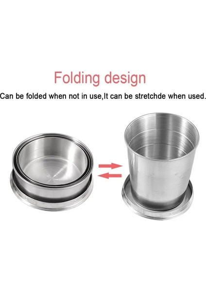 250ML Tarzı Paslanmaz Çelik Katlanır Anahtarlıklı Bardak Kamp Katlanır Bardak Seyahat Açık Katlanabilir Kapaklı Bardak Taşınabilir Drinkware (Yurt Dışından)
