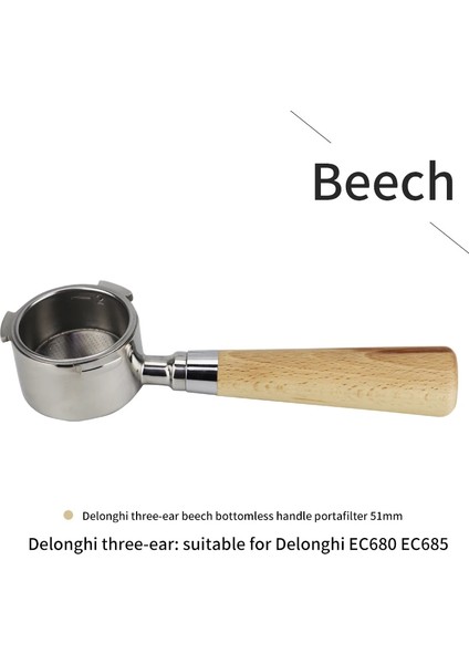3 Kulaklı Kayın Tarzı Kahve Dipsiz Portafilter Delonghi EC680EC685 Filtre 51 mm Paslanmaz Çelik Yedek Filtre Sepeti Kahve Aksesuarları (Yurt Dışından)