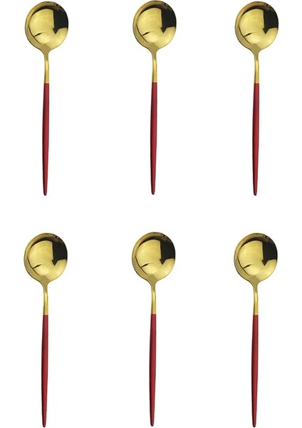 6 Adet Kırmızı Altın Tarzı 6 Adet Gökkuşağı Paslanmaz Çelik Çay Kaşığı Tatlı Dondurma Kaşığı Cilalı Karıştırma Kahve Kaşığı Mutfak Aksesuarları Sofra Takımı (Yurt Dışından)