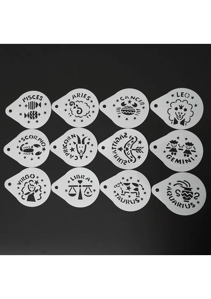 2.8 Inç ve Karikatür Takımyıldızı Kahve Stencil Şablonu Cappuccino Latte Sanat Plastik Baskı Kalıbı Barista Araçları (Yurt Dışından)