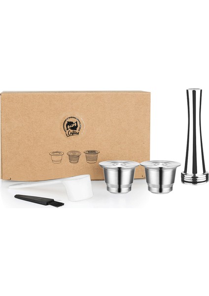 Bej Tarzı Icafilas Nespresso Yeniden Kullanılabilir Kahve Kapsülü Paslanmaz Çelik Doldurulabilir Filtreler Espresso Fincan Inissia ve Pixie Kahve Makinesi Için Fit (Yurt Dışından)