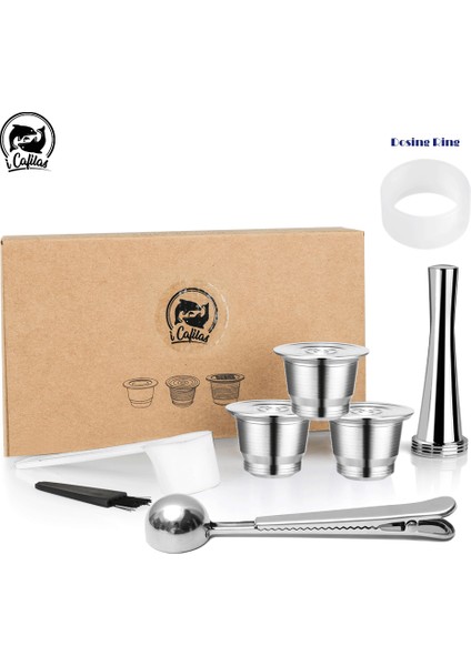 Bej Tarzı Icafilas Nespresso Yeniden Kullanılabilir Kahve Kapsülü Paslanmaz Çelik Doldurulabilir Filtreler Espresso Fincan Inissia ve Pixie Kahve Makinesi Için Fit (Yurt Dışından) indirimleri