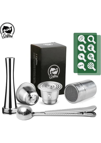 Açık Yeşil Tarzı Icafilas Gıda Sınıfı Paslanmaz Çelik Yeniden Kullanılabilir Kapsül Nespresso Maker Için Kalıcı Kahve Pod Tutucu Kek Stencils Kahve Elek (Yurt Dışından) modelleri