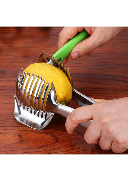 Gümüş Tarzı Patates Dilimleme Domates Kesici Aracı Öğütücüler Meyve Limon Kesme Tutucu Dilim Yardımcısı Pişirme Araçları Mutfak Aksesuarları (Yurt Dışından) indirimleri