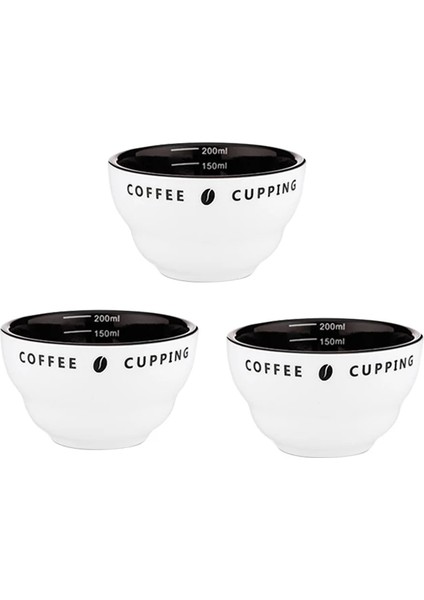 3 Adet Siyah Stil 200ML Cupping Cup Için Ölçme Takım Seramik Kahve Fincanı U-Şekilli Kahve Değerlendirme Fincan Ölçme Kasesi (Yurt Dışından)