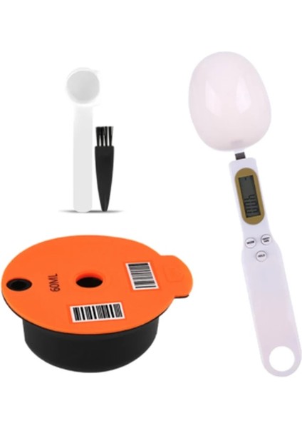 02 Kaşık Stili ile 60ML Bosch-S Tassimo Mutfak Aletleri Için ml Kahve Makinesi Yeniden Kullanılabilir Kapsül Kahve Fincanı Filtre Sepeti Bakla ve Kaşık Fırçası (Yurt Dışından)