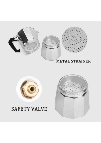 450ML Tarzı Alüminyum Cezve Taşınabilir Ofis Mocha Pot Paslanmaz Çelik Espresso Latte Soba Kahve Makinesi Pot Percolator Kahve Termos (Yurt Dışından)