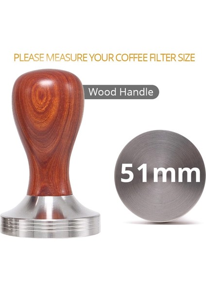 51 mm Ahşap Stili Espresso Tamper - Paslanmaz Çelik Tabanlı Premium Barista Kahve Sabotaj ve Silikon Kahve Sabotaj Mat (Mm) (Yurt Dışından)