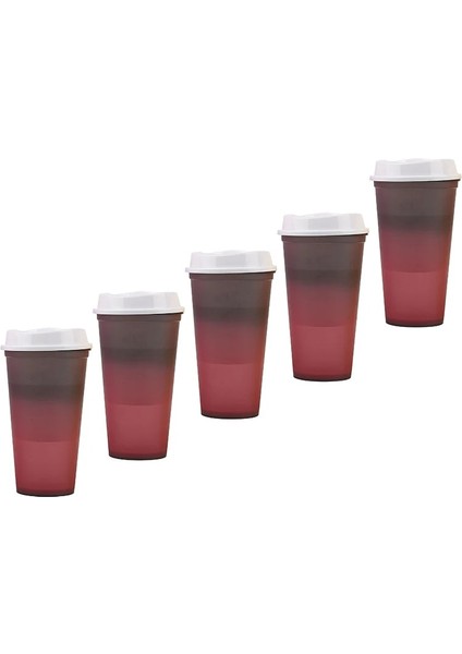 Açık Yeşil Tarzı 5 Adet 473ML Plastik Yeniden Kullanılabilir Renk Değiştiren Soğuk Su Kapaklı Kahve Fincanları Ev Drinkware Mutfak Ürünleri (Yurt Dışından)