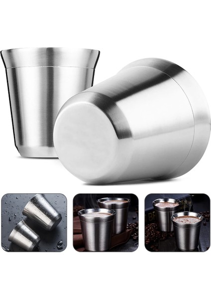 160ML Tarzı Yeni Paslanmaz Çelik Metal Bira Bardağı Şarap Bardakları Kahve Bardağı Çay Süt Kupaları Ev 80MLML (Yurt Dışından) modelleri
