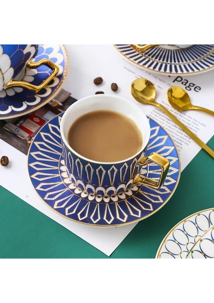 Yıldız Stili Ingiliz Tarzı Lüks Fas Kahve Fincan ve Tabağı Seti Altın Handel Kahve Kupa Seramik Cappuccino Ikindi Çay Bardağı 250ML (Yurt Dışından) fırsatları