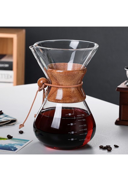 800ML Stili Kahve Makinesi Üzerine Dökün 400 ml 600 ml 800 ml Yeniden Kullanılabilir Paslanmaz Çelik Kalıcı Filtre Manuel Kahve Damlatıcı ile Gerçek Ahşap Kol (Yurt Dışından)