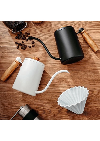 Termometre Tarzı 1 Adet Kahve Su Isıtıcısı Manuel Cezveler Ahşap Saplı Paslanmaz Çelik Uzun Ağızlı El Kahve Makinesi Damlatıcı Cezveler Чайник 600ML (Yurt Dışından) fiyatları