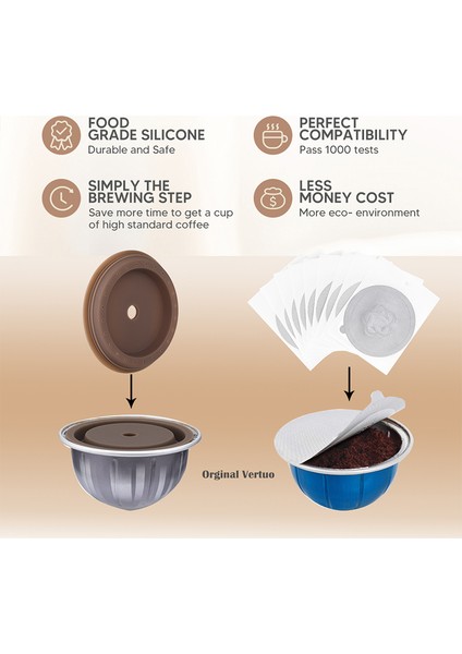 6 Adet Tarzı Paslanmaz Çelik Yeniden Kullanılabilir Kahve Kapsül Filtresi Pvc Barkodlu Nespresso Vertuo Kapsülleri Vertuoline GCA1DELONGHI Için Fit (Yurt Dışından) fiyatları