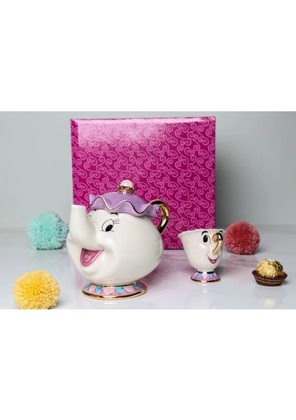 1 Kap ve 1 Fincan Tarzı Sıcak Satış Karikatür Güzellik ve Canavar Çay Seti Çaydanlık Mrs Potts Pot Çip Bardak Kupa Arkadaş Için Bir Set Yaratıcı Noel Hediyesi Hızlı Mesaj (Yurt Dışından) fırsatları