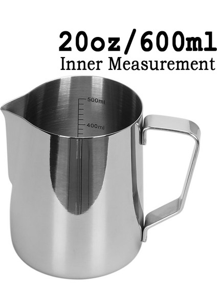 600ML-ÖLÇÜM Stili Kahve Latte Süt Köpürtme Sürahisi Süt Köpürtücü Sürahi Paslanmaz Çelik Sürahi Espresso Barista Sürahi Süt Tenceresi Kahve Aksesuarları (Yurt Dışından)