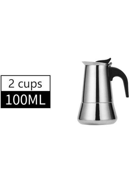 100ML Stili Paslanmaz Çelik Moka Pot Avrupa Cezve Indüksiyon Ocak Açık Alev Evrensel Cezve Mutfak Aracı Aksesuarları (Yurt Dışından)