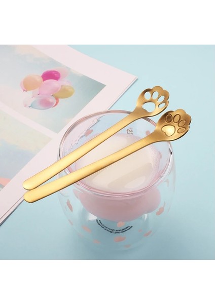 No.12 Tarzı Paslanmaz Çelik Yaratıcı Altın Köpek Kedi Pençe Pençe Içi Boş Kaşık Çay Kahve Tatlı Kaşık Sevimli Mutfak Gereçleri Sofra Kupa Malzemeleri (Yurt Dışından) fırsatları