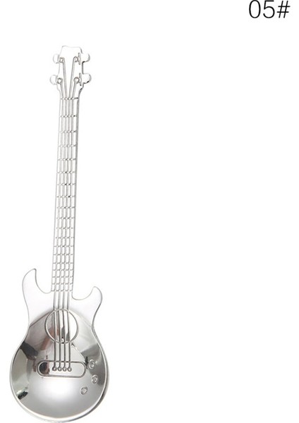 Gümüş Gitar Tarzı 1 Adet Paslanmaz Çelik Karikatür Gitar Kaşığı Yaratıcı Süt Kahve Kaşığı Dondurma Şeker Çay Kaşığı Aksesuarları Içme Araçları (Yurt Dışından)