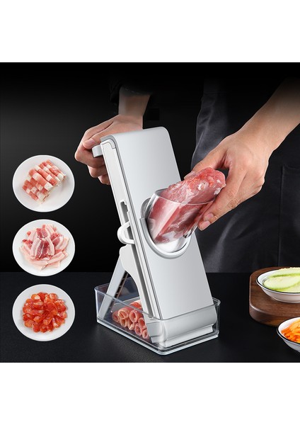 Gri Tarzı Elle Çalıştırılan Sebze Kesici Mutfak Kolu Sebze Kesici Basın Rende Limon Dilimleyici Kalın ve Tredder Et Dilimleyici (Yurt Dışından)