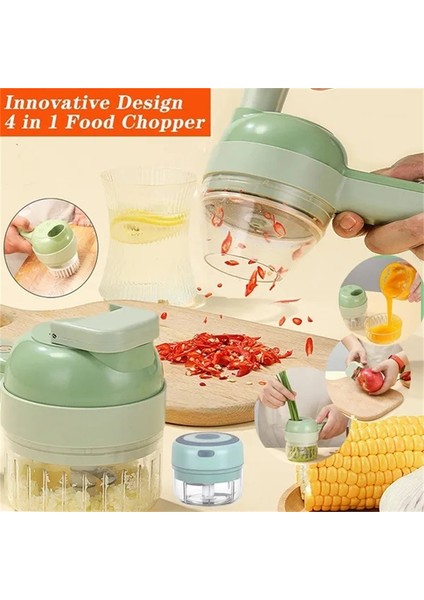 Yeşil Stil 4ın1 Çok Fonksiyonlu Elektrikli Sebze Kesici Dilimleme Sarımsak Çamur Ezici Pres Mikser Gıda Dilim Gadget Mutfak Aksesuarları (Yurt Dışından) fiyatları