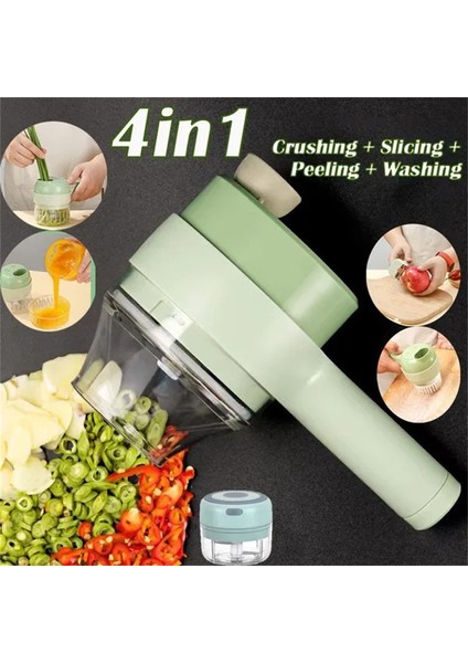 Yeşil Stil 4ın1 Çok Fonksiyonlu Elektrikli Sebze Kesici Dilimleme Sarımsak Çamur Ezici Pres Mikser Gıda Dilim Gadget Mutfak Aksesuarları (Yurt Dışından) modelleri