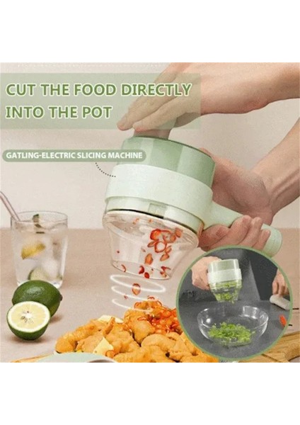 Yeşil Stil 4ın1 Çok Fonksiyonlu Elektrikli Sebze Kesici Dilimleme Sarımsak Çamur Ezici Pres Mikser Gıda Dilim Gadget Mutfak Aksesuarları (Yurt Dışından) fırsatları